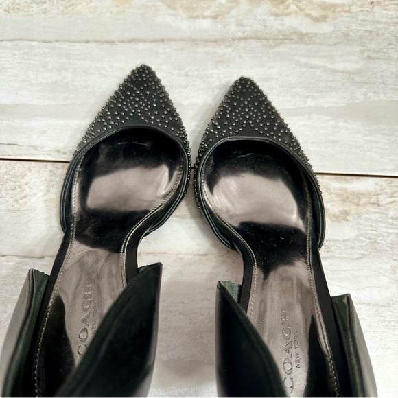 Coach Women’s Sz 8 B Holmes Studded Point Toe Black Heels Pumps Shoes Goth Glam - Picture 10 of 16